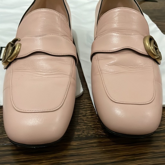 Gucci Pink Double G Logo Leather Loafers, used but great condition. - Picture 7 of 15